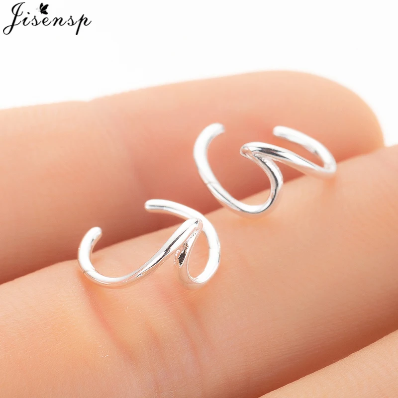 Jisensp Punk Waves Ear Climbers Earrings for Women Stud Earings Ear Crawler Bohemian Cute Earing Piercing Earings Pendientes