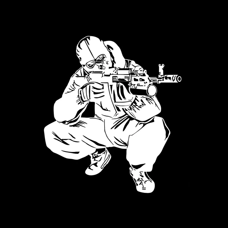 YJZT 15.9*18.2CM Coolest Weapon AK-14 Combat Soldier Shooting Decoration Car Stickers Vinyl Graphic Accessories