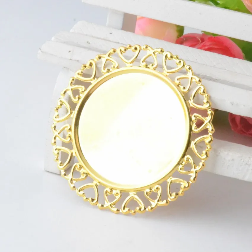 10Pcs Filigree Cabochon Setting (Fit 35mm) Wraps Connectors Metal Crafts Decoration DIY Embellishments 50mm