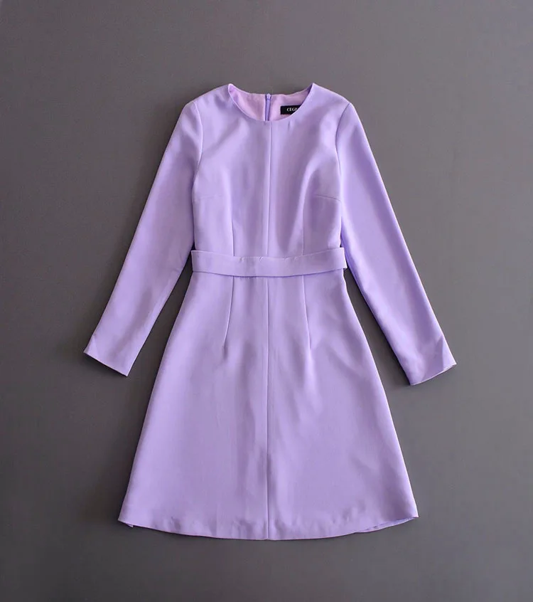 Princess Dress Fashion Kate Middleton Purple Dress long sleeve women pleated  Dres