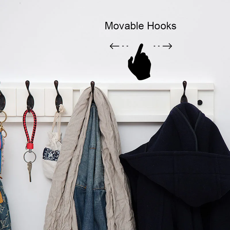 Wall Mounted Coat Rack, Bamboo Minimalist Hook Rack for Coat Clothes Hats and Towels, Mobile Hooks Bedrooms Bathrooms Hallway