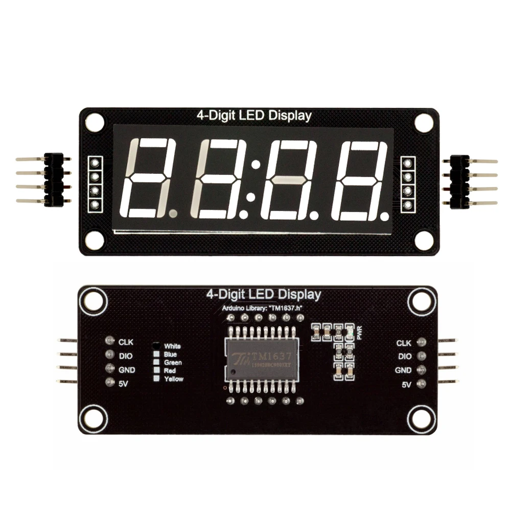 TM1637 4-Digits LED 0.56 Inch Display Tube 7 Segments Blue Yellow White Blue Red Clock Double Dots Module For Arduino Board