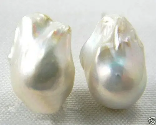 14x20 mm white baroque keshi reborn southsea pearl silver earring