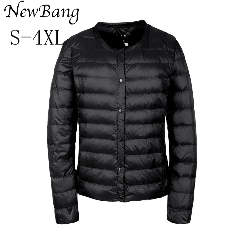 NewBang Portable Down Jacket Women Ultra Light Down Jacket Slim Thin Collar-less Feather Jackets Women Warm Windproof Coat