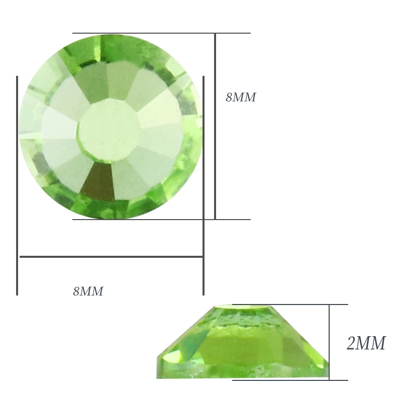 Green Crystal Rhinestone Round Glass Peridot Crystal Elements 3D Nail Art Rhinestones Crystal Non HotFix Rhinestone on Toes