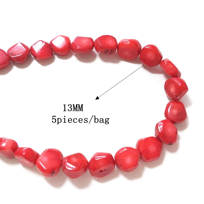 2021 Fashion 13MM 5pieces/bag Red Coral Irregular Shape Beads for DIY Necklace Bracelet Jewelry Accessories