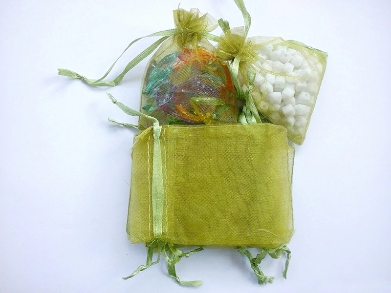 7*9cm 100pcs Army Green Gift Bags For Jewelry/wedding/christmas/birthday/bracelets Yarn Bag With Handles Packaging Organza Bags