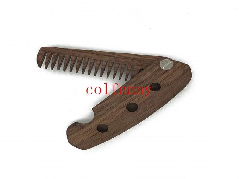 500pcs/lot Fast Shipping  Engraved Your Logo Black Walnut Wooden Portable Folding Comb