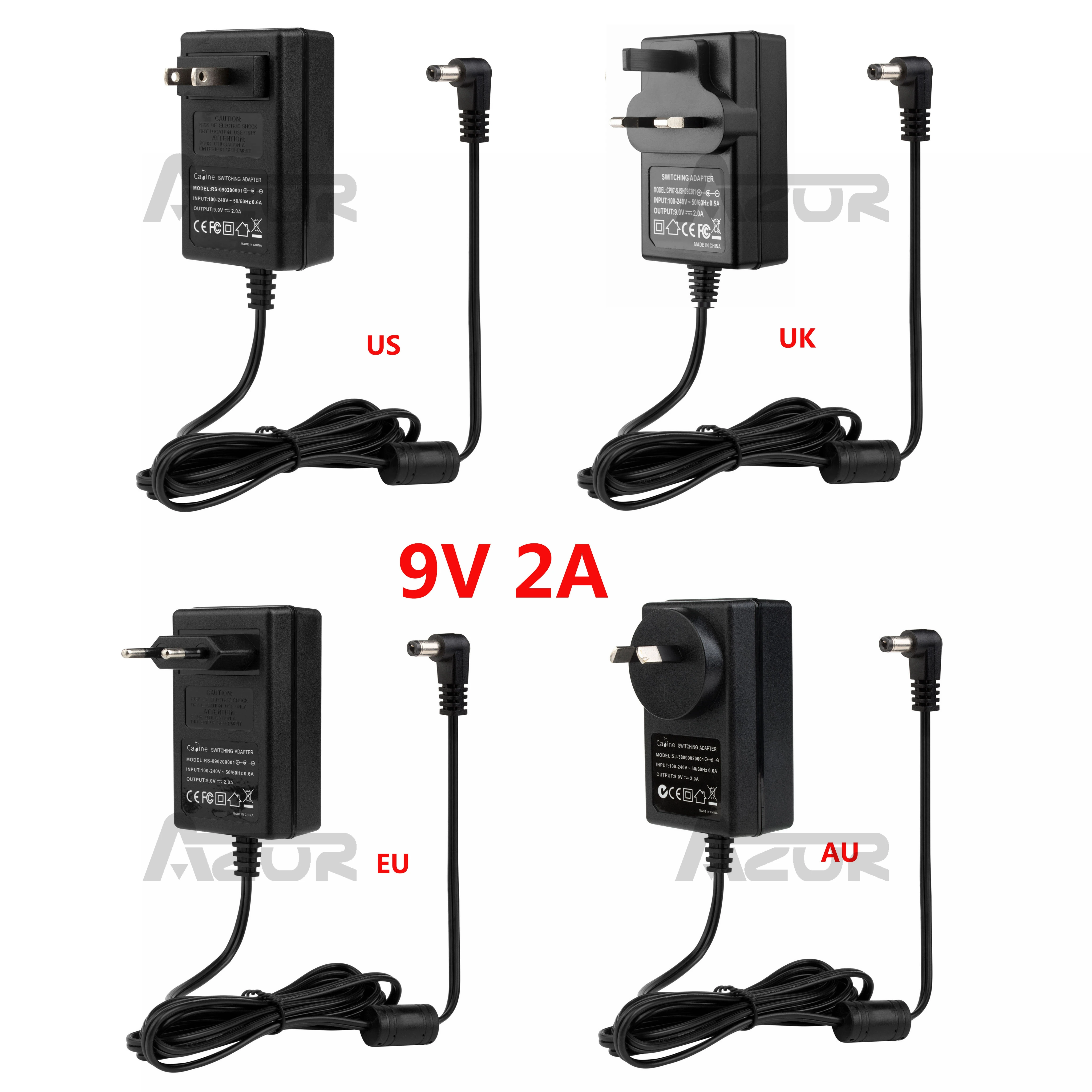Adaptador de Corriente CA/CC de 9V 2A, AC100V-240V a DC9V 2A 50Hz/60Hz, Cargador, Fuente de Alimentación, Adaptador de Cargador de 9V 2A, Accesorios para Guitarra