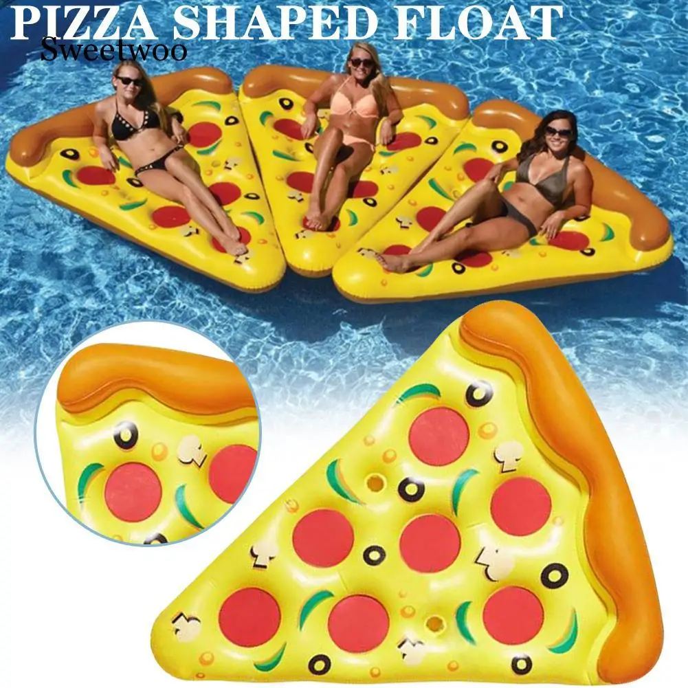 180cm Summer Inflatable Lovely Pizza Shape Floating Bed Swim Pool Floats Raft Air Mattresses Swimming Fun Beach Toy For Adult