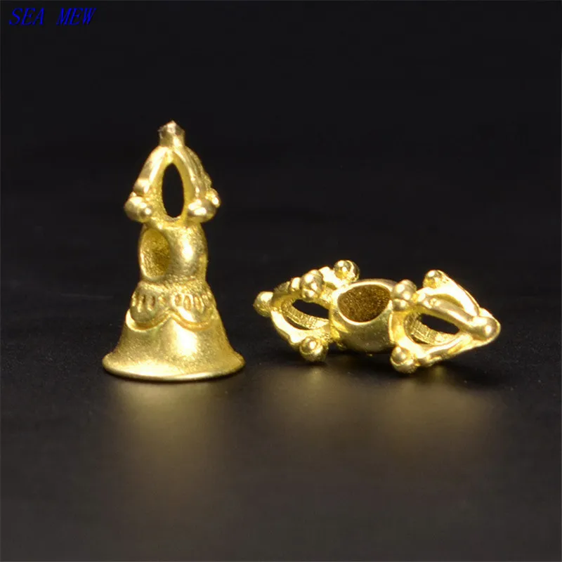 10 Sets 15mm*6mm Tibetan Buddhist Metal Raw Brass Spacer Beads Vajry Pestle/Vajra Bell Charms For Jewelry Making