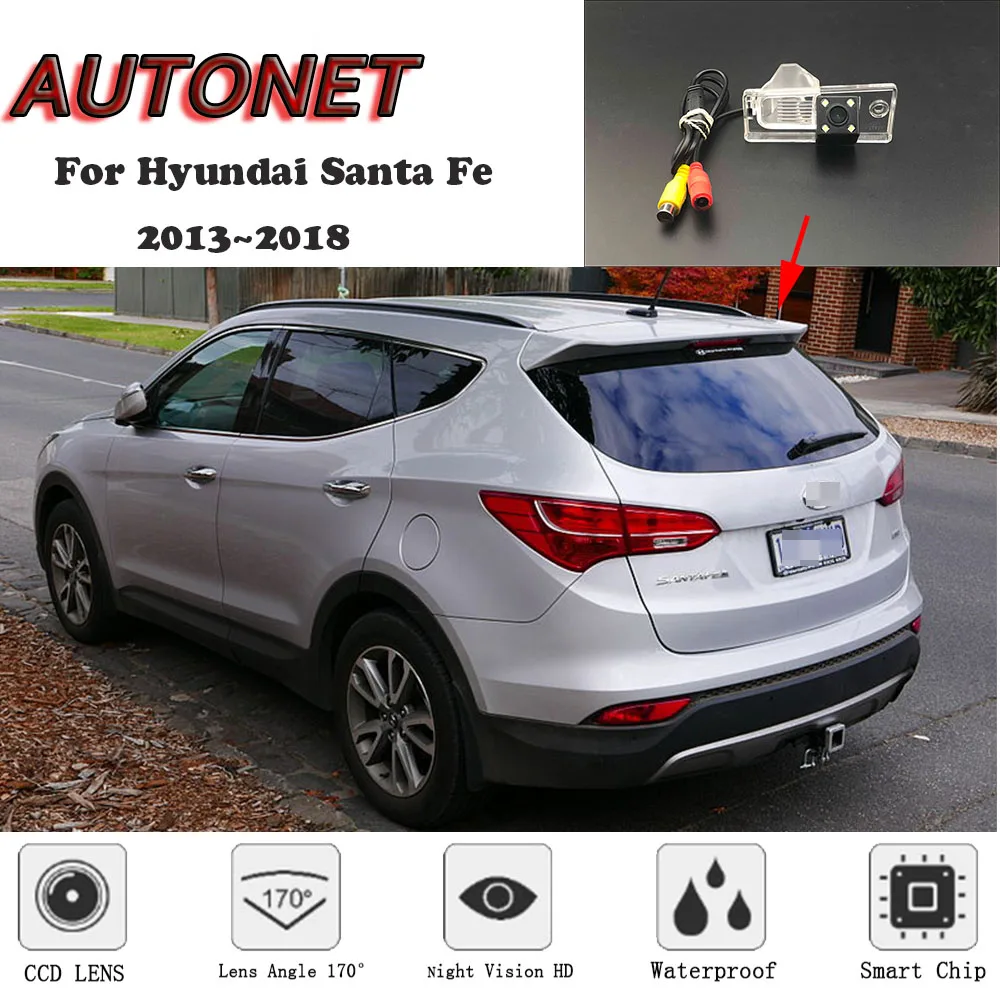 

AUTONET HD Night Vision Backup Rear View camera For Hyundai Santa Fe 2013~2018 CCD/license plate Camera or Bracket