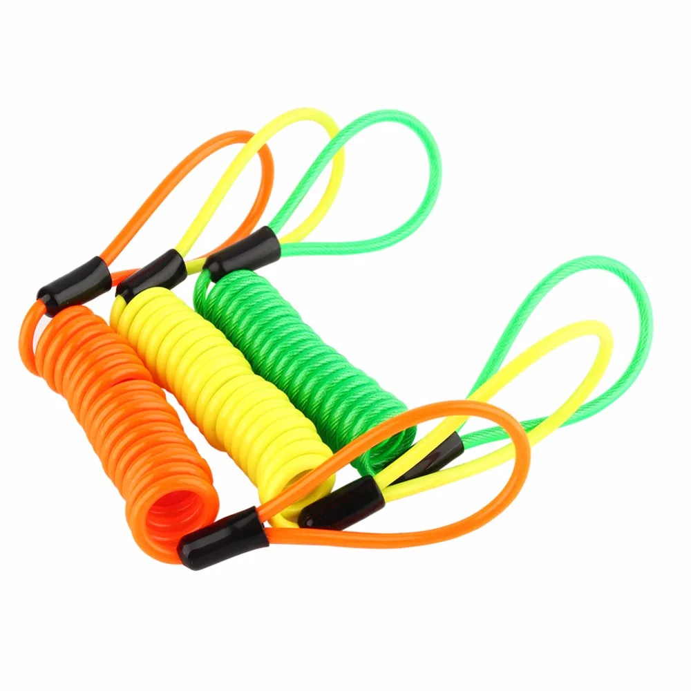 Alarm Disc Lock Security Reminder Cable Motorcycle Scooter Bike Motorbike Anti Thief Safety Tool Orange Fluorescent Green 120cm