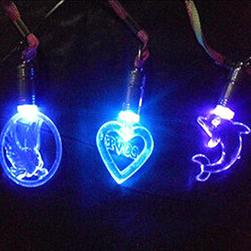 200pcs/lot LED Acrylic cartoon flash necklace shine pendant Luminous toys necklace Creative party toys