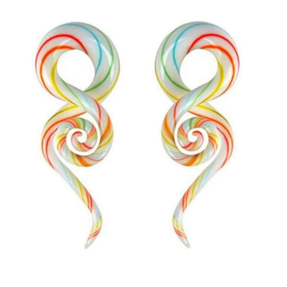 One Pair Pyrex Glass Ear Spiral Taper Gauge Ear Plug Stretching Expander Piercing Glass Gauge Body Jewelry Piercing