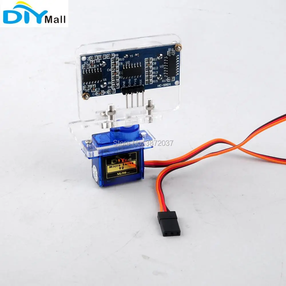 HC-SR04 Ultrasonic Distance Sensor Distance Detection Module + DIYmall 9G 180 Degree Servo + Mounting Servo Bracket Holder