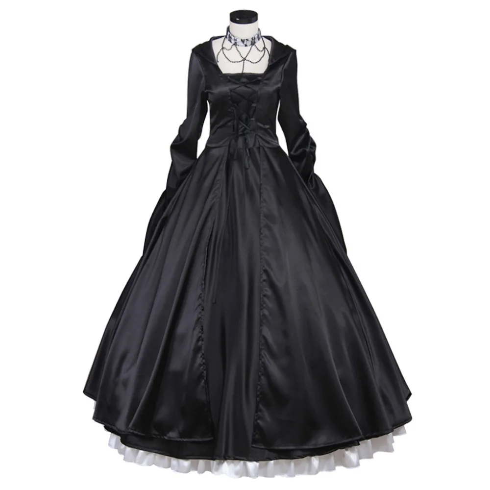 Black Medieval Dress Princess Southern Belle Costume Ball Gown Gothic Lolita Dress Adult Women Party Evening Dress Custom Made