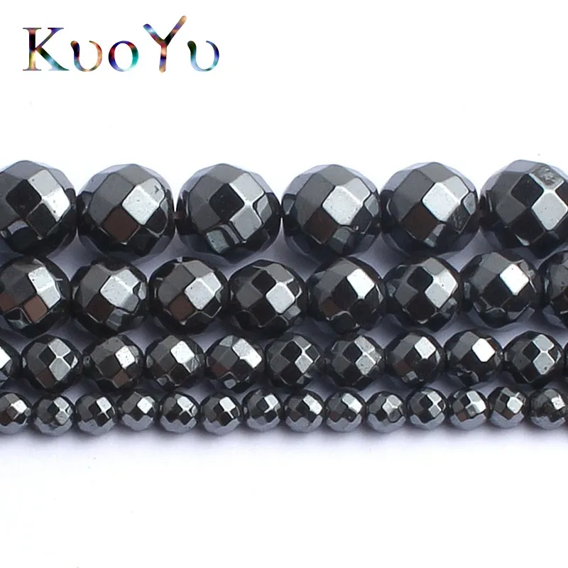 Natural Stone Faceted Black Hematite Beads For Jewelry Making 15inches 2/3/4/6/8/10mm Spacer Beads DIY Bracelet Necklace