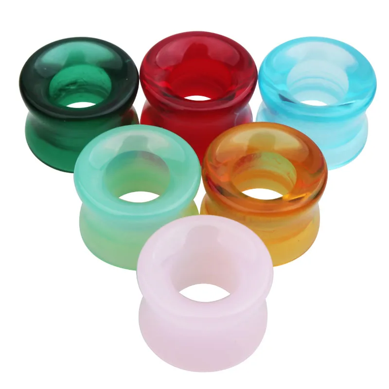 New 2Pcs/lot Glass Ear Plugs and Tunnels Flesh Tunnels Piercings Flesh Ear Tunnels Gauges Ear Expander Body Jewelry Piercings