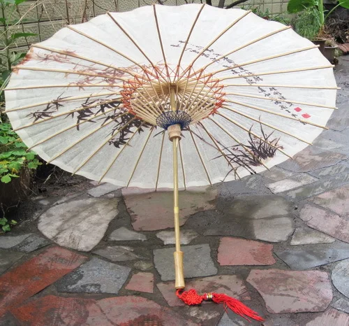 Free shipping ink painting of bamboo calligraphy words handmade umbrella waterproof sunshade dance props oiled paper umbrella