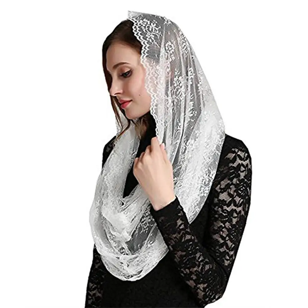 Black Beige Lace Veils Mantillas for Church Headcovering HeadWrap Catholic Latin Mass mantilla negras vela negra Voile Matille