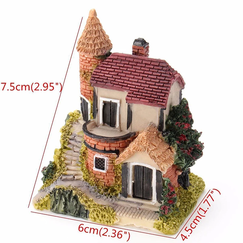 JX-LCLYL Resin Mini Fairy Garden Miniature Thatched House Landscape Micro Decorate Ornament