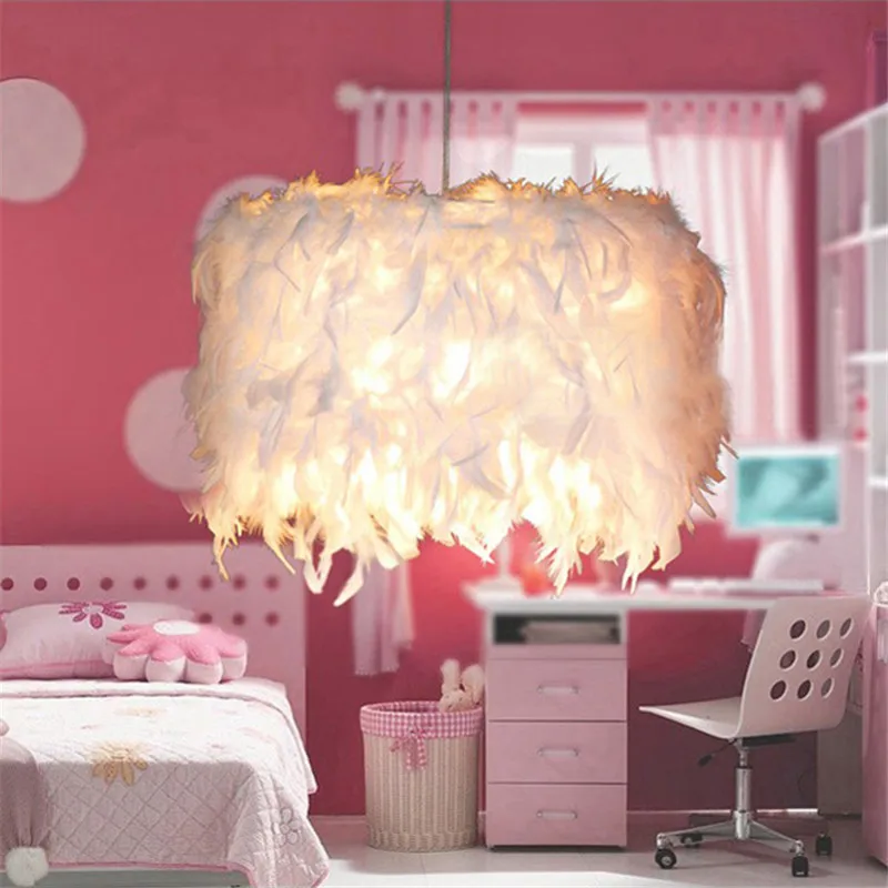 

pendant lights White feather light lamp droplight contemporary contracted light Warm romantic wedding room lamp kids lamp ZL340