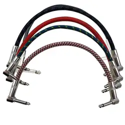 30cm Geflochtene Instrument Gitarre Kabel Patchkabel Linien Wirkung Führen Rechten Winkel 6,35 Audio Kabel Gitarre Teile Und Zubehör