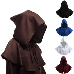 Medieval Priest Monk Costume, Hooded Cape, Renaissance Wicca Pagan Capelet, LARP Mantle, Cowl Hat, Fancy Cosplay Dress Up