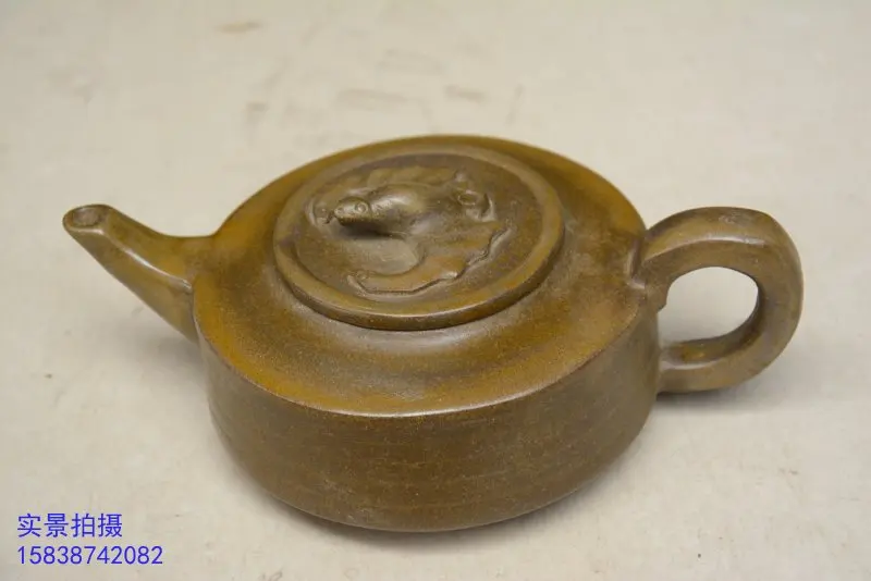 elegance Old Qing Dynasty ZiSha Pottery Tea Pot,bat,with Mark,best collection&  adornment, Free  shipping,