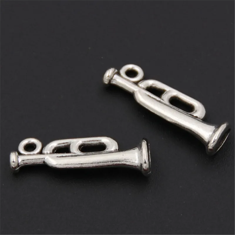 50pcs  Tibetan Silver Color Musical Instruments Trumpet Horn Charm Pendant Jewelry Finding A2560