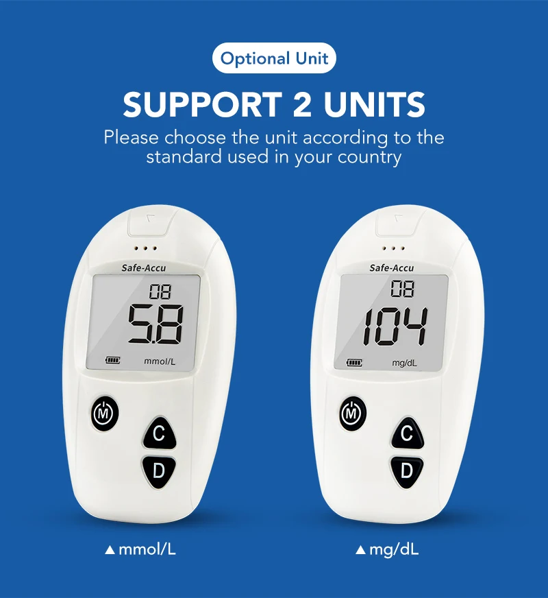 Sinocare Safe-Accu Blutzuckermessgerät Glucometer Kit Diabetes Tester 50/100 Teststreifen Lanzetten Medizinisches Blutzuckermessgerät – Detail 5