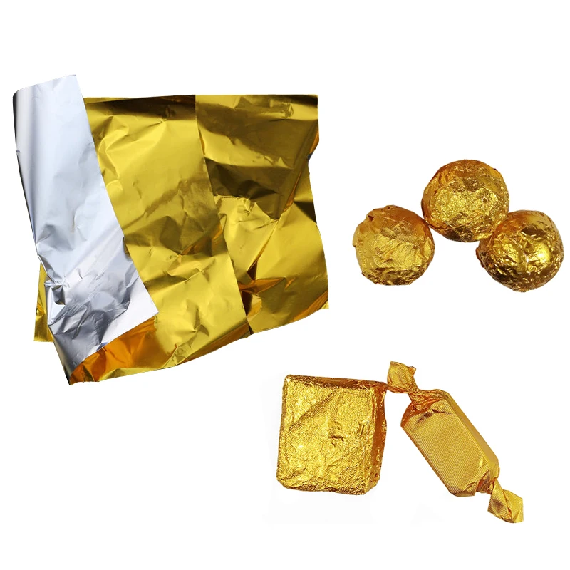 100Pcs/Pack Golden Aluminum Foil Candy Chocolate Cookie Wrapping Tin Paper Party DIY  Metal Embossing Gift Packaging Craft Paper