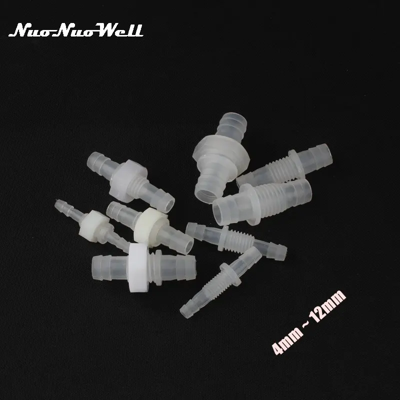 PE Straight Connector, Thread Hex Nut Adapter, Aquarium Air Pump, Fish Tank Hose Fittings, 4mm ~ 12mm, M6 ~ M14