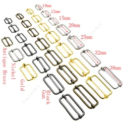 10pcs/pack Metal Slides Tri-Glides Wire-Formed Roller Pin Buckles Strap Slider Adjuster Buckles Rectangle Adjuster Belt Buckles