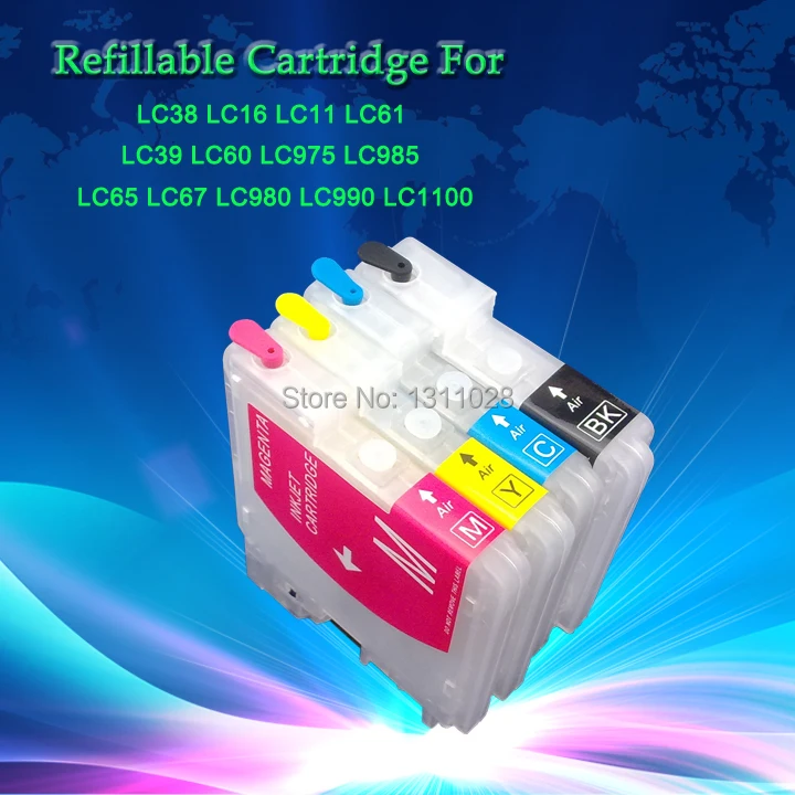 INK WAY Standard Refillable cartridge for LC39 LC985 LC11 LC38 LC16 LC61 LC65 LC67 LC980 LC990 LC1100 for DCP-145C 165C 185C