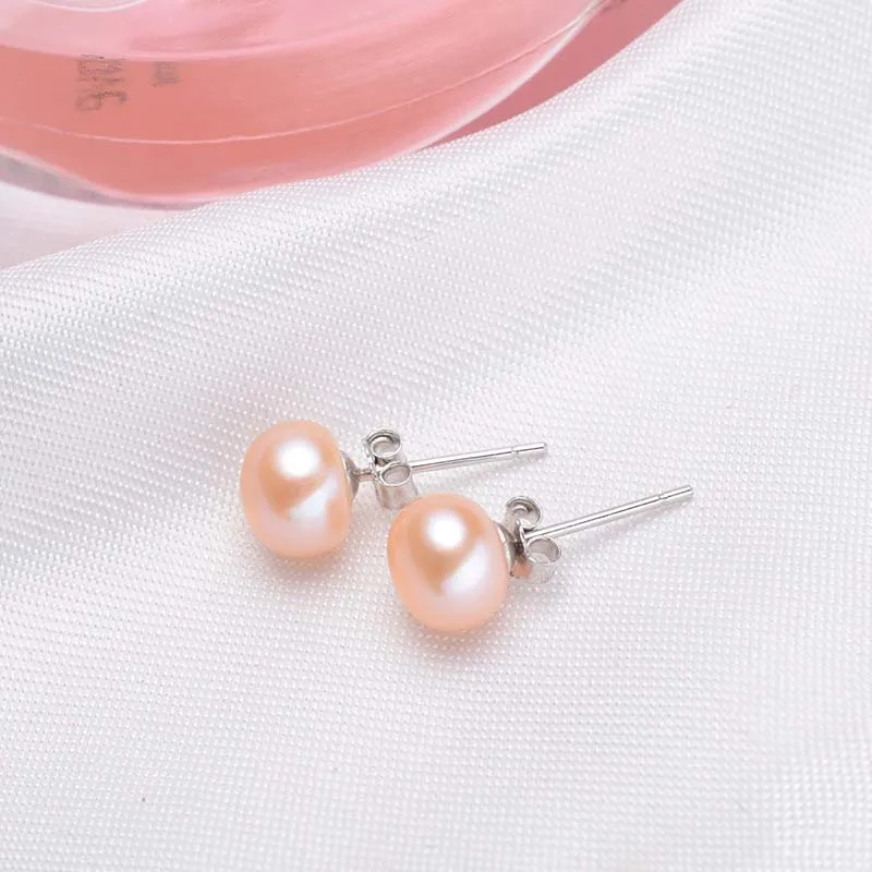 Pearl Stud Earrings Push Back Natural Freshwater Pearl Earrings Fashion Jewelry Stud Earrings for Women