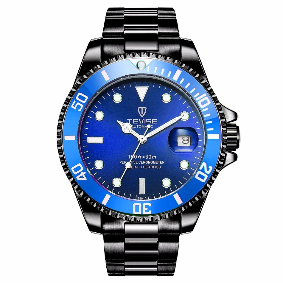 TEVISE Red Watch Men Creative Luminous Watches Date Waterproof Clock Man Blue Automatic Watch Purple Mechanical Wristwatches