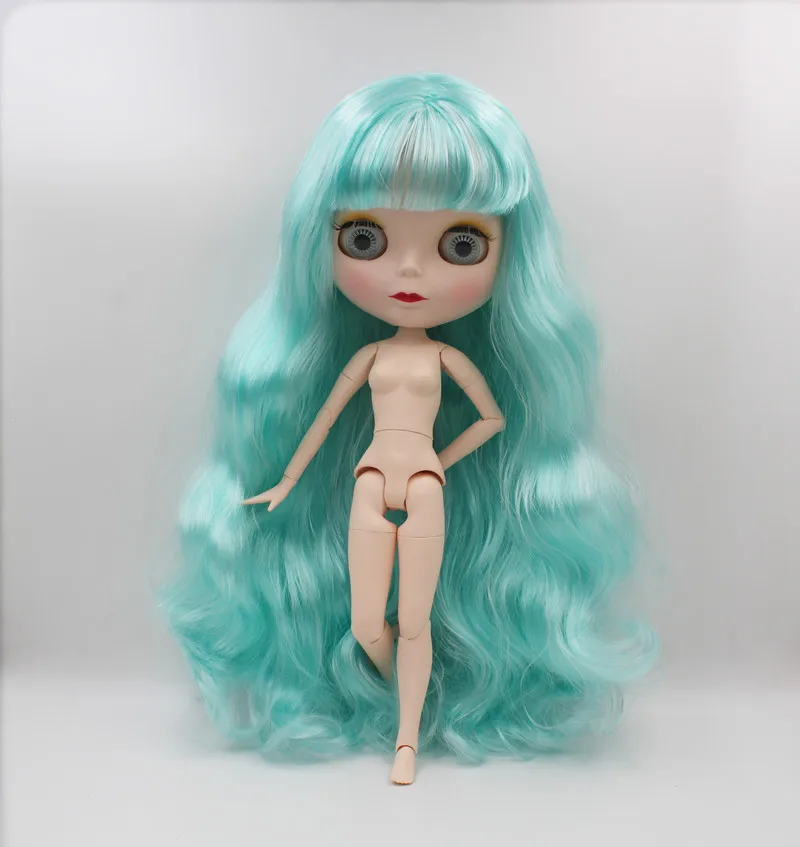 

Blygirl,Blyth doll,White sky blue with curly hair, new face doll, 19 joints body, nude doll, can be her makeup and clothes