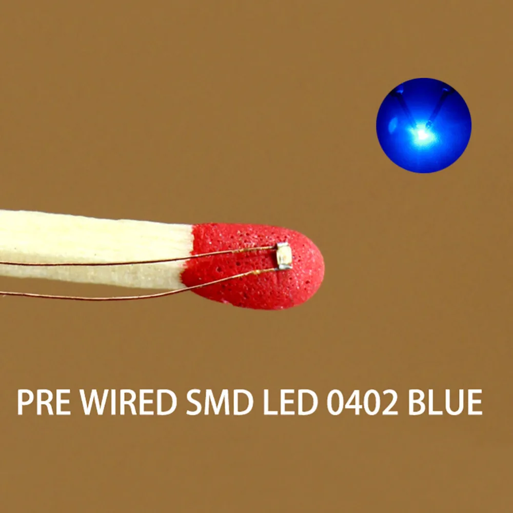 Evemodel C0402 40pcs Pre-wired micro 0.1mm Copper Wire SMD LED 0402 Light Different Colors RED ORANGE BLUE YELLOW GREEN