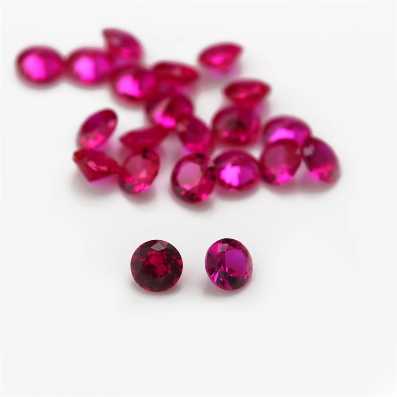 Rote synthetische Korund-Edelsteine, 1,0 mm–3,0 mm, runde Brillantschliff- lose Steine für Schmuck, 1,25 # 3 # 5 # 8 # Verfügbare Farben – Detail 2