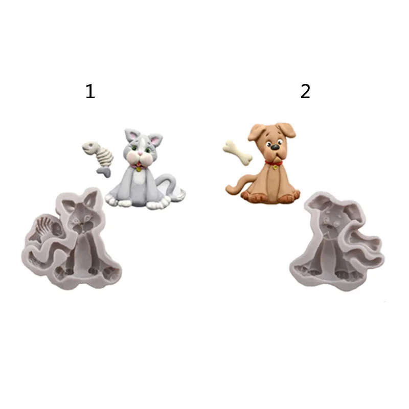 3D Animals Silicone Mold Cat Dog Shape Fondant Cake Mold DIY Cake Decorating Tools Kitchen Accessories