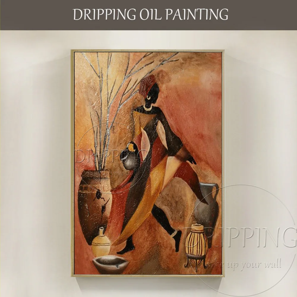 Free Shipping Artist Handmade African Oil Painting On Canvas Handmade Abstract Figure African Woman Oil Painting for Living Room