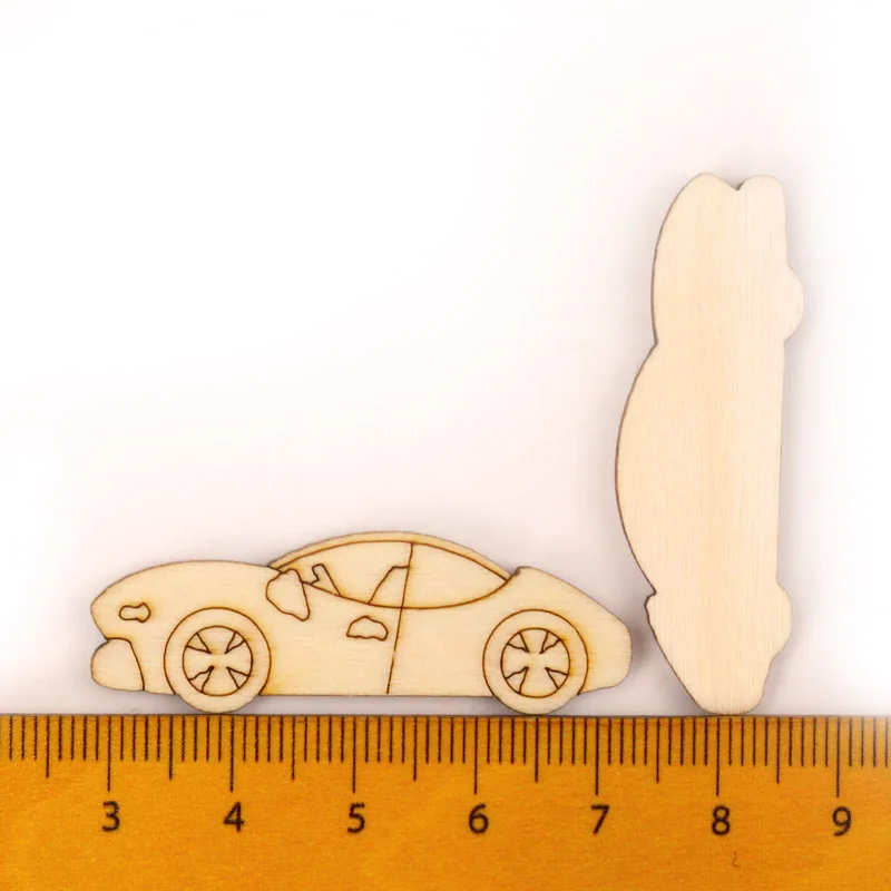 Home Decoration Accessories Painting Scrapbooking Craft Wooden DIY Transportation Vehicles Shape Handmade 40-50mm 10pcs MZ271