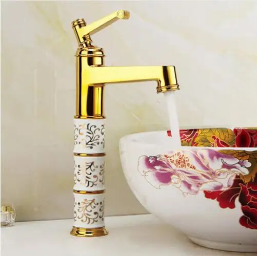 

2018 Newly Wenzhou Faucets Golden Finish Basin Mixer with Porcelain Ceramic Deck Mounted Torneira Sink Faucet G1091