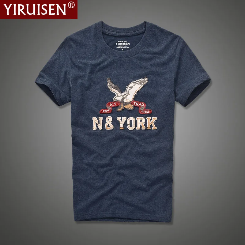 Wholesale YIRUISEN Brand Clothing Applique Design Short Sleeve T Shirt Men 100% Cotton O-neck Fashion Summer Top Tees Tshirt