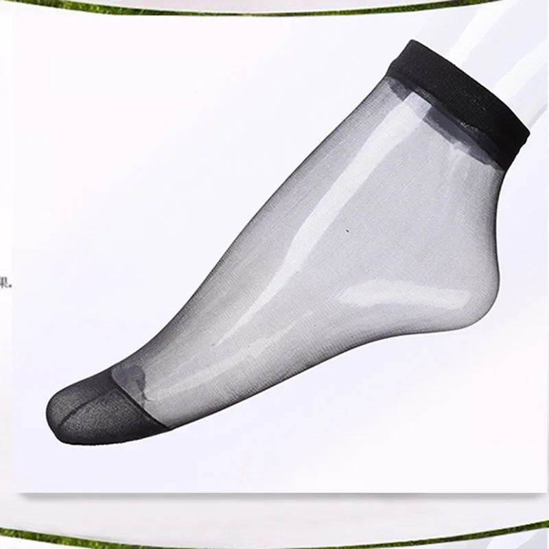 Chaussettes courtes en soie cristal transparent pour femmes, 10 pièces, été, sexy, ultra-mince, en nylon élastique, chaussettes pour femmes