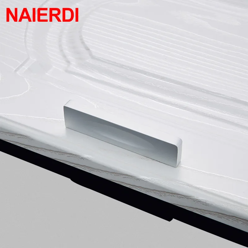 NAIERDI Aluminium Alloy Cabinet Handles Kitchen Knob Door Pull Handle Drawer Pulls Modern Cupboard Knobs 64mm/96mm/128mm