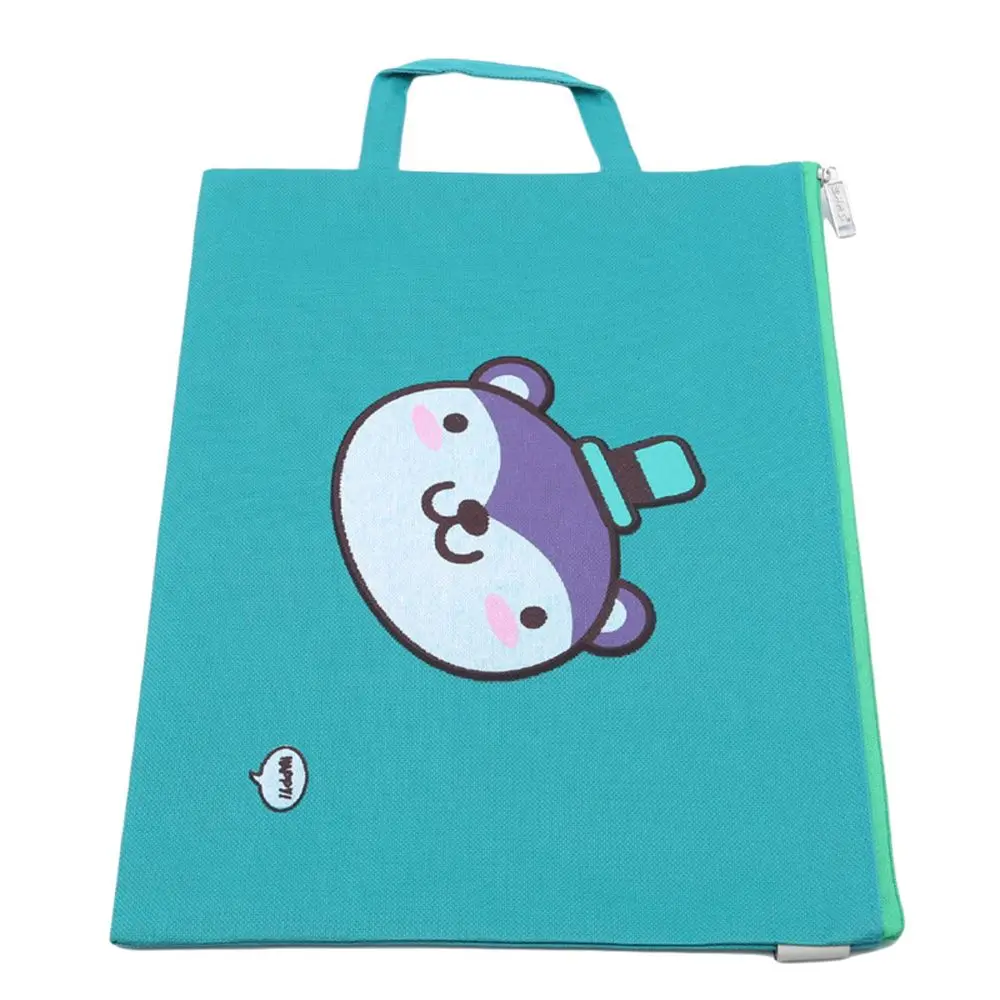 1pcs Cartoon  Large Capacity Canvas Storage Card Holder For A4 Binder Rings Notebook Zipper Bag Pouch Diary Planner Accessories