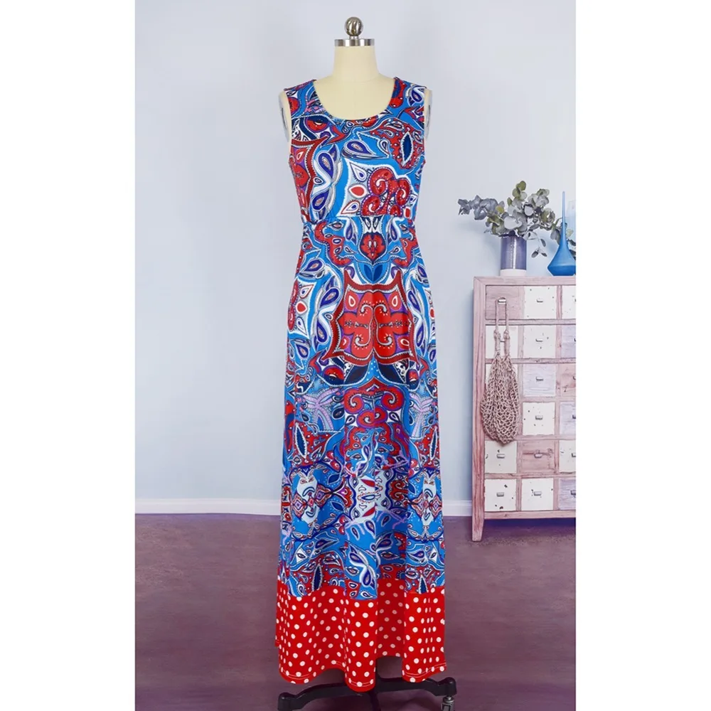 Mother Daughter Dress Bohemian Family Matching Outfit Vintage Maxi Dress Polk Dot Sleeveless Summer Long Robe Party Dress